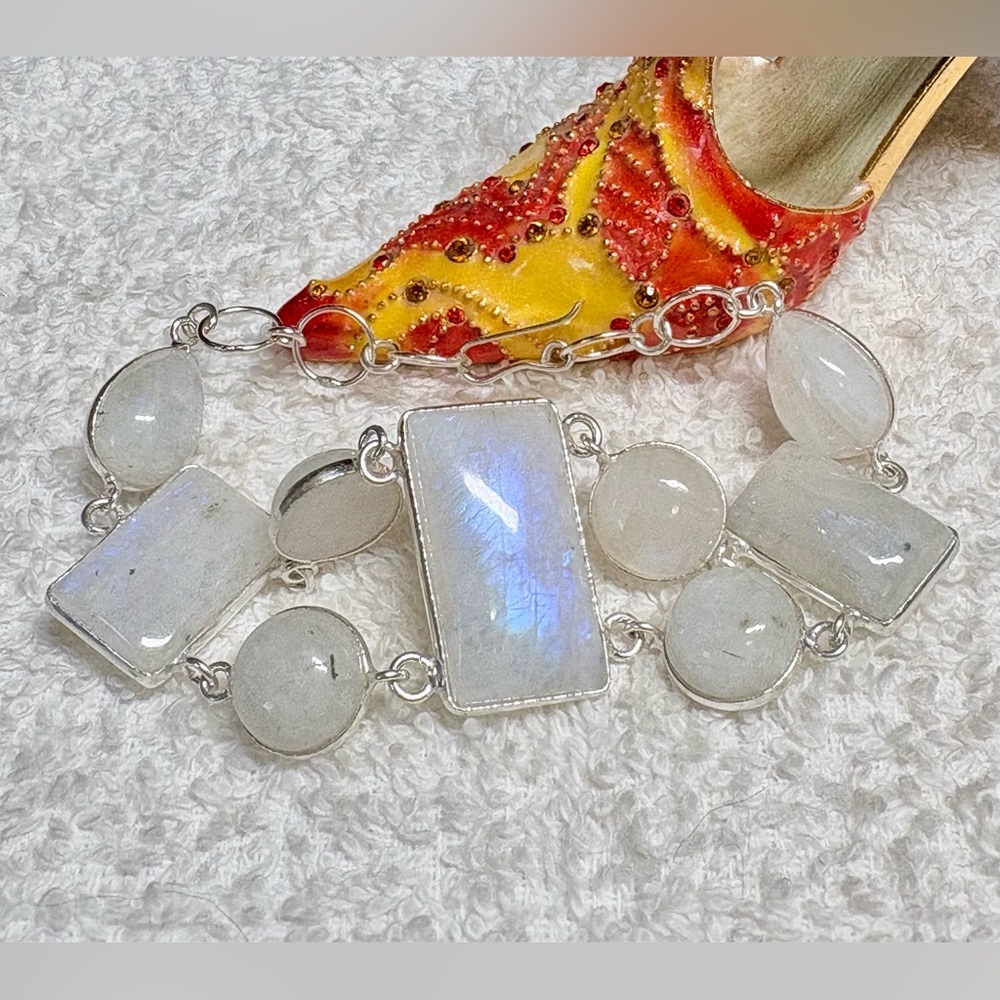 Rainbow Moonstone Silver Bracelet